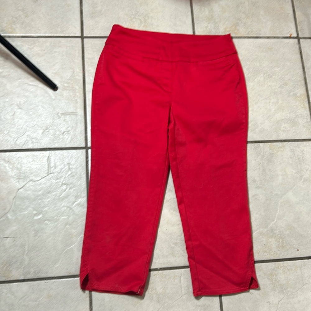 ##AA39~ WESTBOUND PARK AVE CAPRI CROP PANTS PETITE RED TAPERED LEG